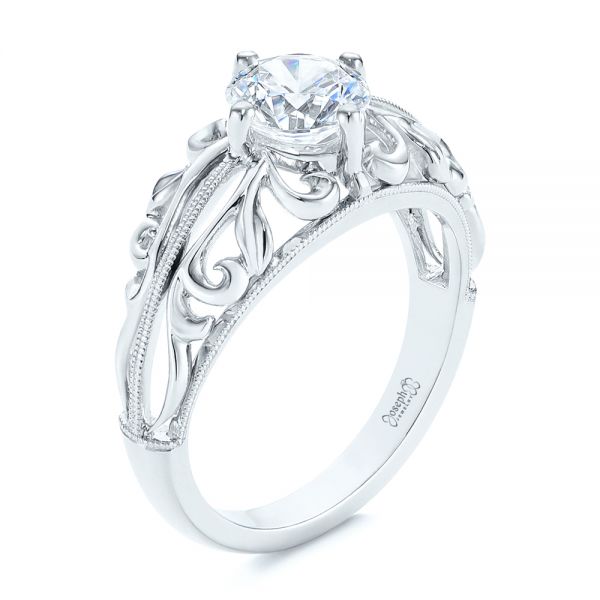 14k Yellow Gold Vintage-inspired Filigree Diamond Engagement Ring #105375 -  Seattle Bellevue | Joseph Jewelry