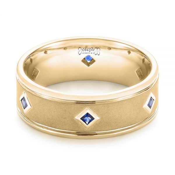18k Yellow Gold Custom Blue Sapphire Men's Wedding Band #103143 ...