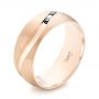 14k Rose Gold 14k Rose Gold Custom Brushed Finish Blue Sapphire And Diamond Men's Band - Three-Quarter View -  103653 - Thumbnail