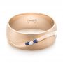 14k Rose Gold 14k Rose Gold Custom Brushed Finish Blue Sapphire And Diamond Men's Band - Flat View -  103653 - Thumbnail