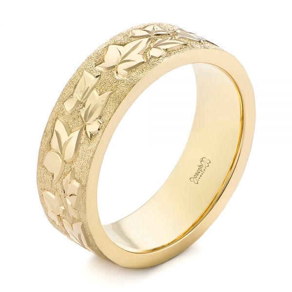Hand Engraved Chubby Trundle Lock Yellow Gold Ring