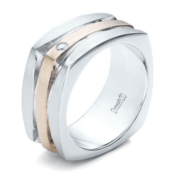 Custom Men's Brushed Two-Tone White Gold Band - reference design