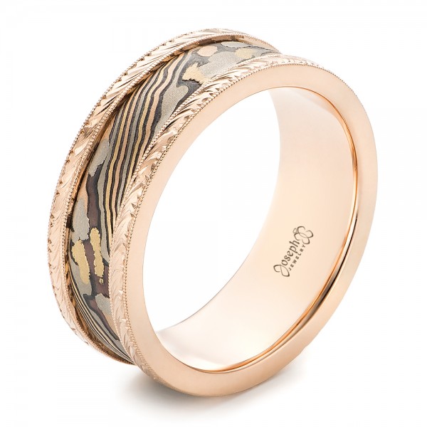  Rose  Gold  and Mokume Men s  Wedding  Band 102546 Seattle 