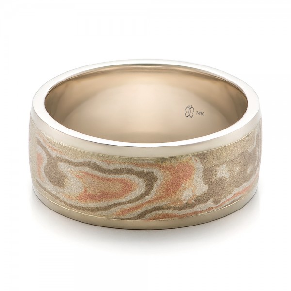 ... Men's Wedding Bands â€º Custom Men's White Gold and Mokume Wedding