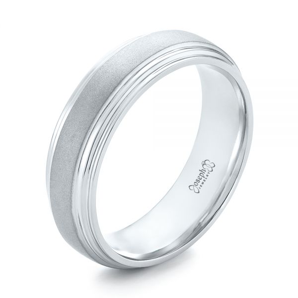  Platinum Custom Sandblasted Men's Wedding Band - Three-Quarter View -  103546