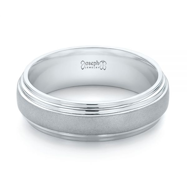  Platinum Custom Sandblasted Men's Wedding Band - Flat View -  103546