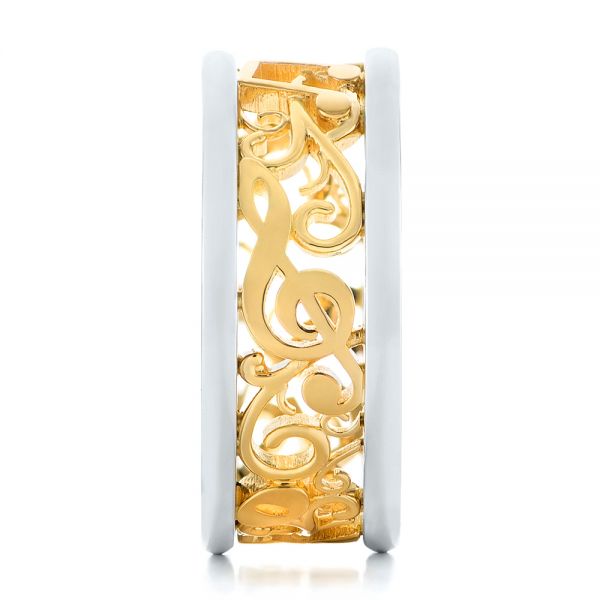  Platinum And 18k Yellow Gold Custom Two-tone Filigree Men's Band - Side View -  103517