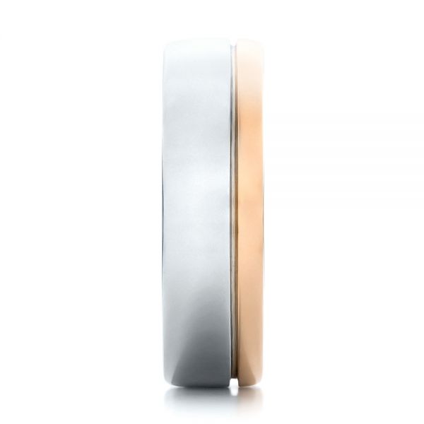  14K Gold And 18k Rose Gold 14K Gold And 18k Rose Gold Custom Two-tone Men's Band - Side View -  100825