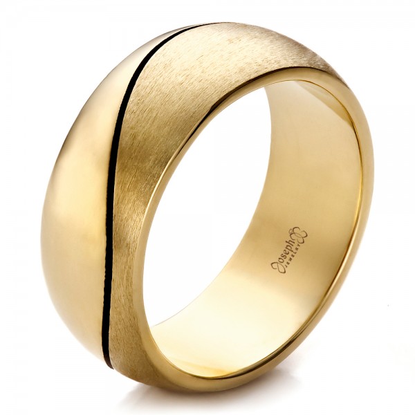 Custom Yellow Gold  Brushed and Polished Men s  Wedding  Band  