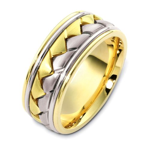 Men's Braided Two-Tone Gold Band - Image