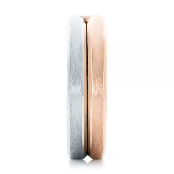 14k Rose Gold And Platinum 14k Rose Gold And Platinum Two-tone Men's Wedding Band - Side View -  102603