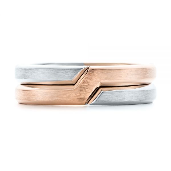 14k Rose Gold And Platinum 14k Rose Gold And Platinum Two-tone Men's Wedding Band - Top View -  102603