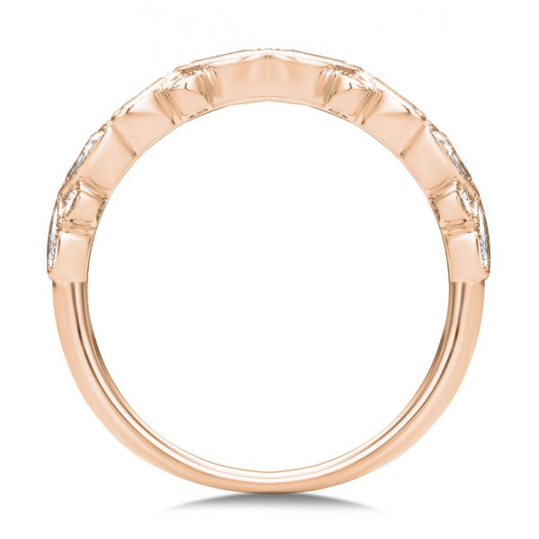 18k Rose Gold 18k Rose Gold Assorted Diamond and Milgrain Wedding Band - Front View -  107715 - Thumbnail