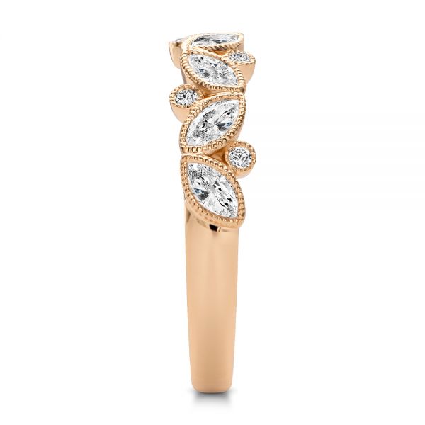 18k Rose Gold 18k Rose Gold Assorted Diamond and Milgrain Wedding Band - Side View -  107715 - Thumbnail