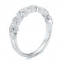 14k White Gold Assorted Diamond and Milgrain Wedding Band - Three-Quarter View -  107715 - Thumbnail