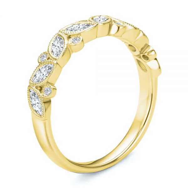 14k Yellow Gold 14k Yellow Gold Assorted Diamond and Milgrain Wedding Band - Three-Quarter View -  107715 - Thumbnail