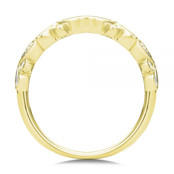 14k Yellow Gold 14k Yellow Gold Assorted Diamond and Milgrain Wedding Band - Front View -  107715 - Thumbnail