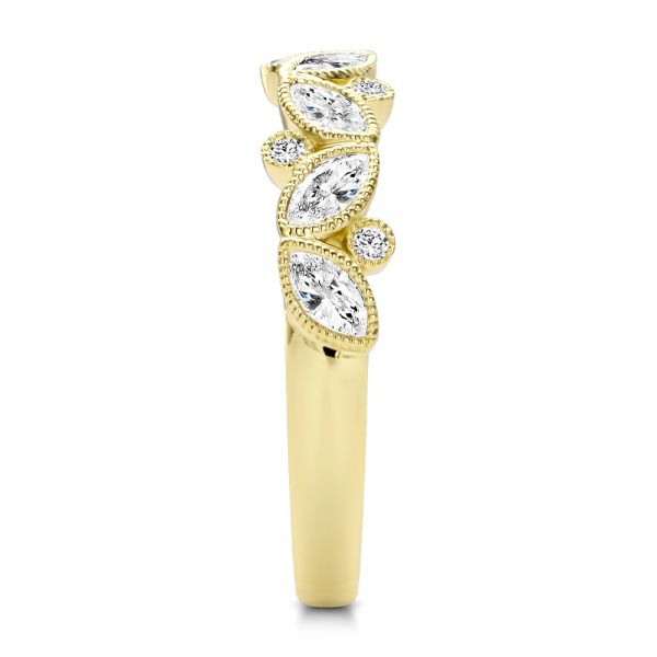 14k Yellow Gold 14k Yellow Gold Assorted Diamond and Milgrain Wedding Band - Side View -  107715 - Thumbnail