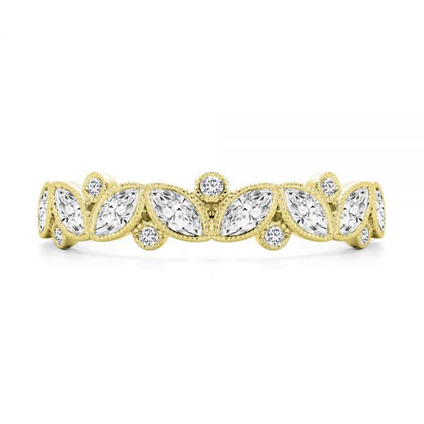 14k Yellow Gold 14k Yellow Gold Assorted Diamond and Milgrain Wedding Band - Top View -  107715 - Thumbnail