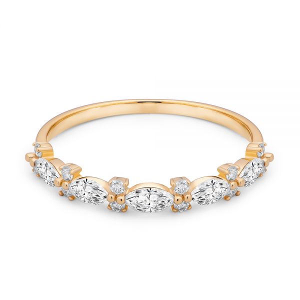 18k Rose Gold 18k Rose Gold Assorted Diamond Wedding Band - Flat View -  107711 - Thumbnail