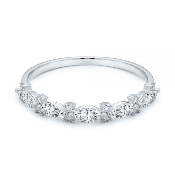 18k White Gold 18k White Gold Assorted Diamond Wedding Band - Flat View -  107711 - Thumbnail