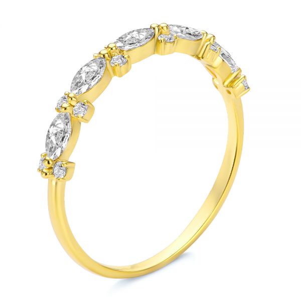 18k Yellow Gold 18k Yellow Gold Assorted Diamond Wedding Band - Three-Quarter View -  107711