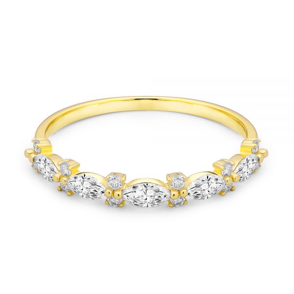 18k Yellow Gold 18k Yellow Gold Assorted Diamond Wedding Band - Flat View -  107711 - Thumbnail