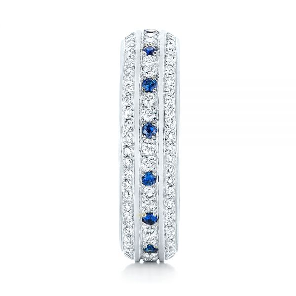 14k White Gold 14k White Gold Custom Blue Sapphire And Diamond Eternity Wedding Band - Side View -  102798