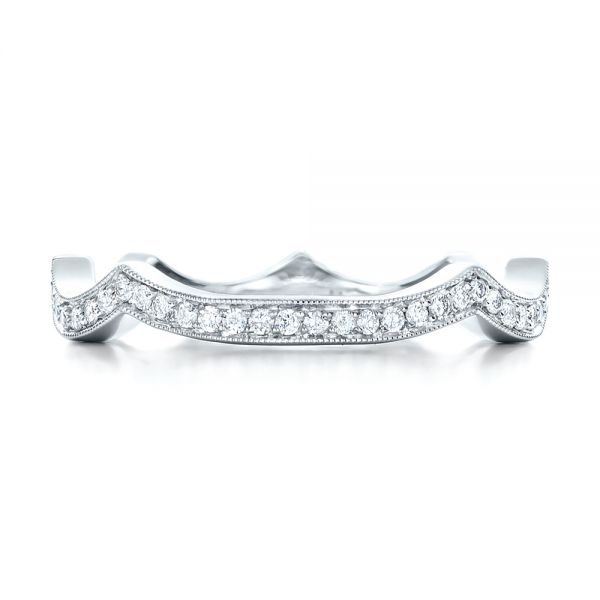 18k White Gold 18k White Gold Custom Diamond Wedding Band - Top View -  102121