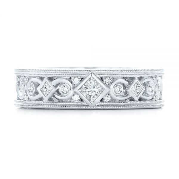 14k White Gold Custom Diamond Wedding Band - Top View -  102426