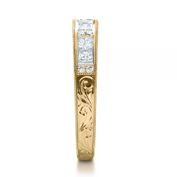 18k Yellow Gold 18k Yellow Gold Custom Princess Cut Diamond Women's Wedding Band - Side View -  1134