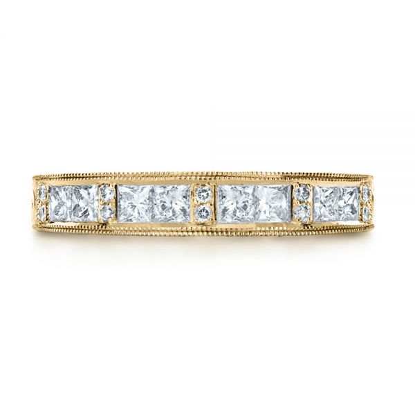 18k Yellow Gold 18k Yellow Gold Custom Princess Cut Diamond Women's Wedding Band - Top View -  1134