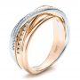 18k Rose Gold And 18K Gold 18k Rose Gold And 18K Gold Custom Women's Pearl And Diamond Wedding Band - Three-Quarter View -  100011 - Thumbnail