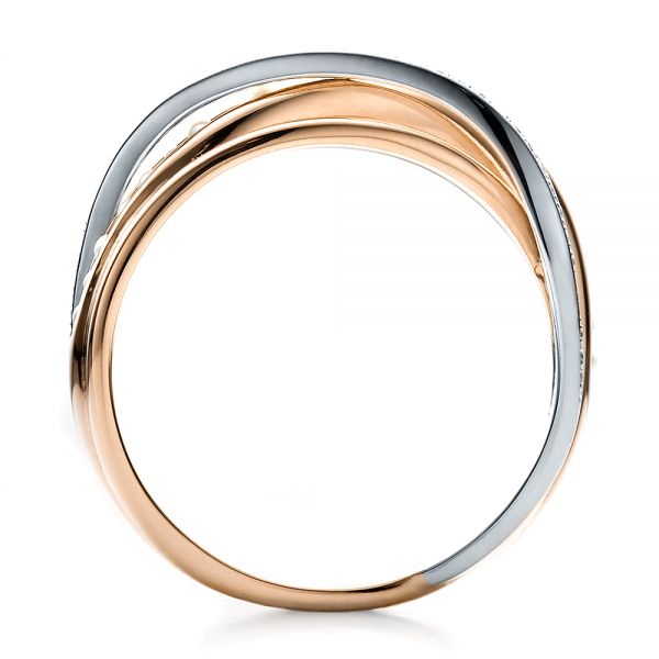 18k Rose Gold And 18K Gold 18k Rose Gold And 18K Gold Custom Women's Pearl And Diamond Wedding Band - Front View -  100011