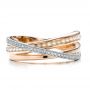 18k Rose Gold And 18K Gold 18k Rose Gold And 18K Gold Custom Women's Pearl And Diamond Wedding Band - Top View -  100011 - Thumbnail