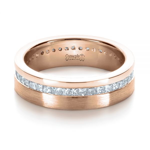 14k Rose Gold 14k Rose Gold Custom Women's Princess Cut Diamond Eternity Band - Flat View -  1224