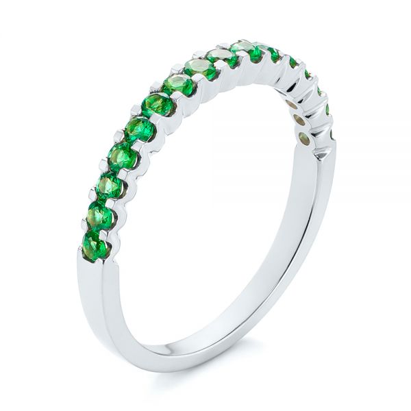 Platinum Green Emerald Wedding Band 