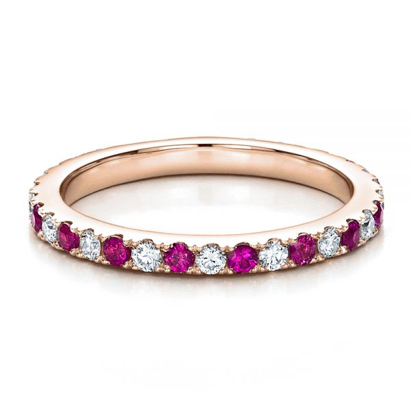 18k Rose Gold Pink Sapphire Eternity Band With Matching Engagement Ring