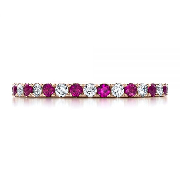 18k Rose Gold Pink Sapphire Eternity Band With Matching Engagement Ring