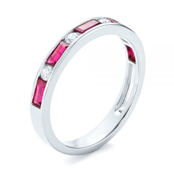 Wave Mens Wedding Band in 14k Gold Diamond and Ruby Ring