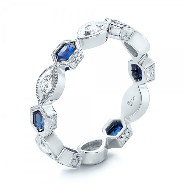 Stackable Diamond and Blue Sapphire Eternity Band #101876