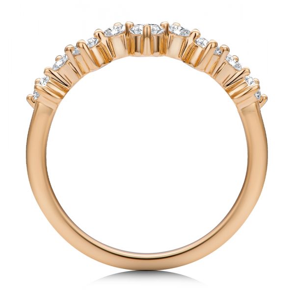 18k Rose Gold 18k Rose Gold Staggered Diamond Wedding Band - Front View -  107707 - Thumbnail