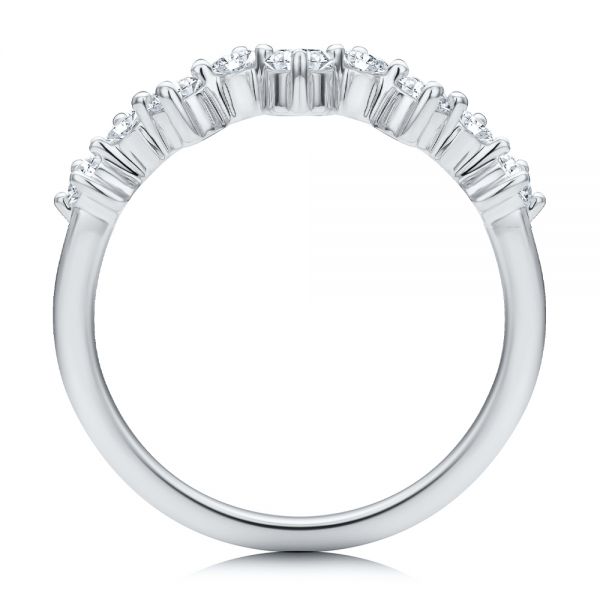 18k White Gold 18k White Gold Staggered Diamond Wedding Band - Front View -  107707 - Thumbnail