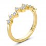 14k Yellow Gold Staggered Diamond Wedding Band - Three-Quarter View -  107707 - Thumbnail