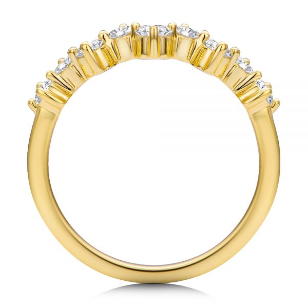 14k Yellow Gold Staggered Diamond Wedding Band - Front View -  107707 - Thumbnail