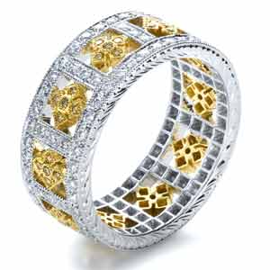 women wedding ring two tone diamonds