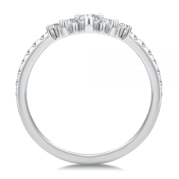 14k White Gold V-shaped Diamond Wedding Band - Front View -  107716 - Thumbnail