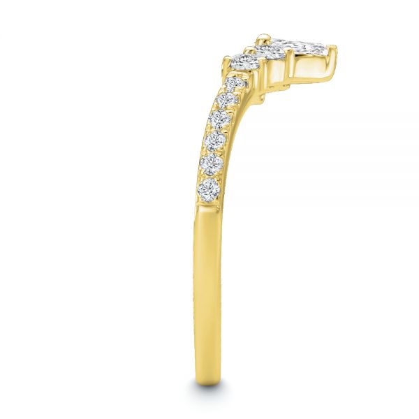 18k Yellow Gold 18k Yellow Gold V-shaped Diamond Wedding Band - Side View -  107716 - Thumbnail