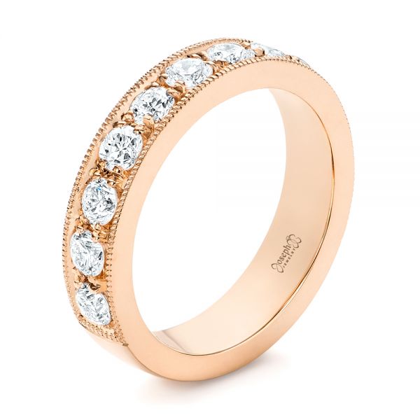 10K Rose Gold (6mm) Diamond Brushed Center and Milgrain Edge Wedding B –  Boulevard Diamonds