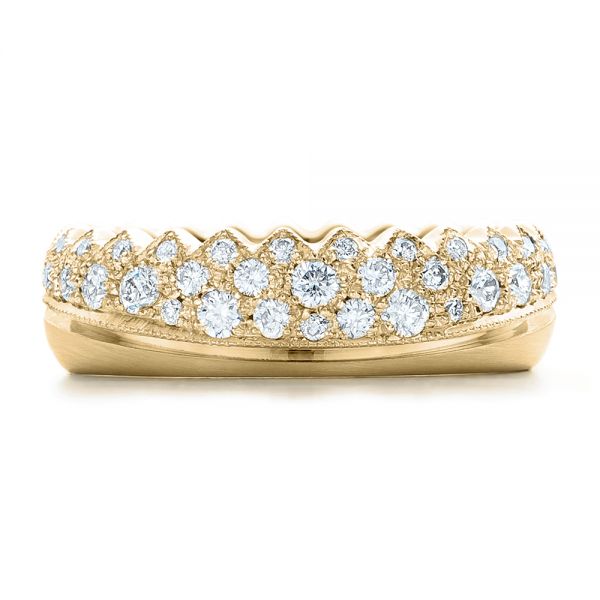 18k Yellow Gold 18k Yellow Gold Women's Pave Diamond Wedding Band - Top View -  100838